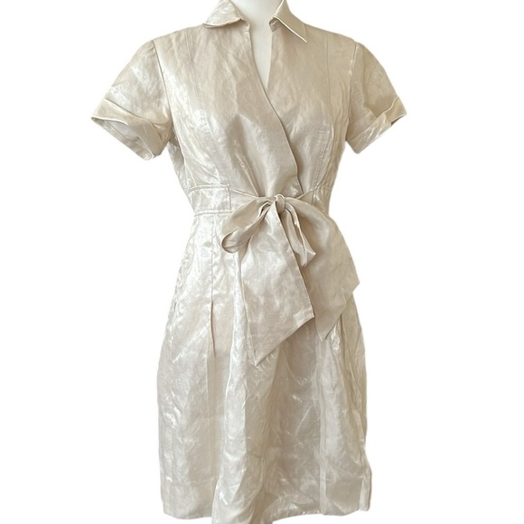 ANTONI MELANI Wrap White Midi Cocktail Dress Size Small - Picture 1 of 8